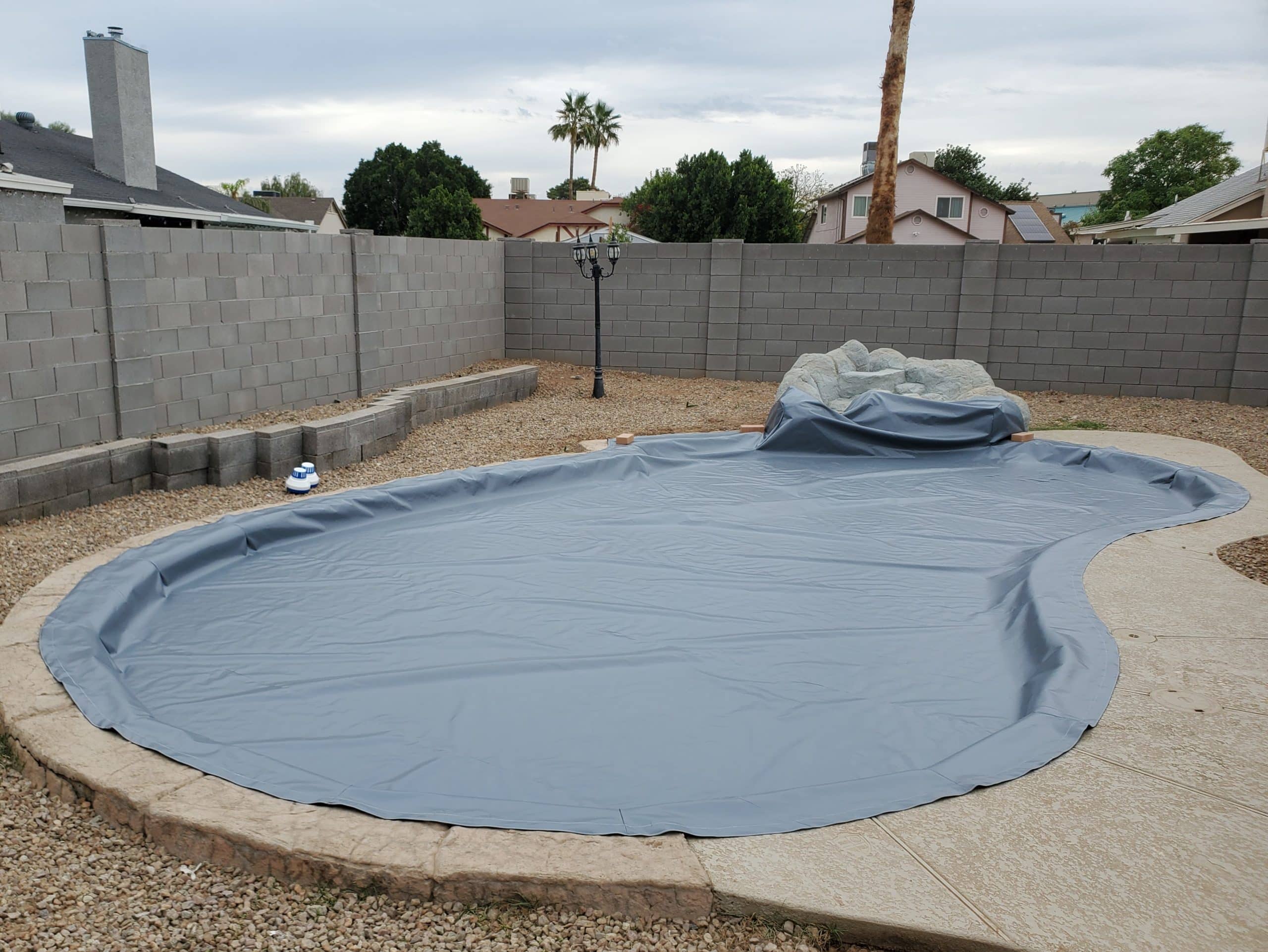 Grey Power Lock Pool Cover With Water Feature