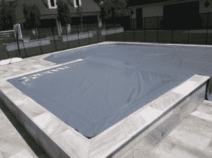 Grey Power Lock Pool Cover in Raised Rectangle AZ