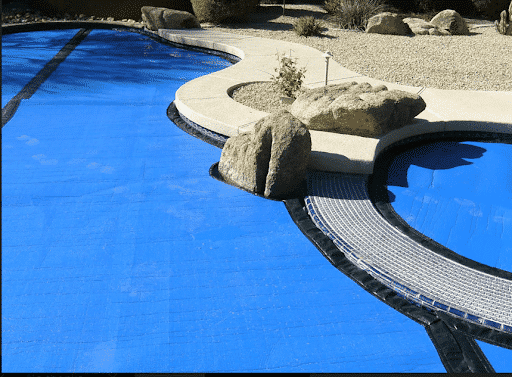 Thermal (heatsaver) Pool Cover With Spillway and Boulders