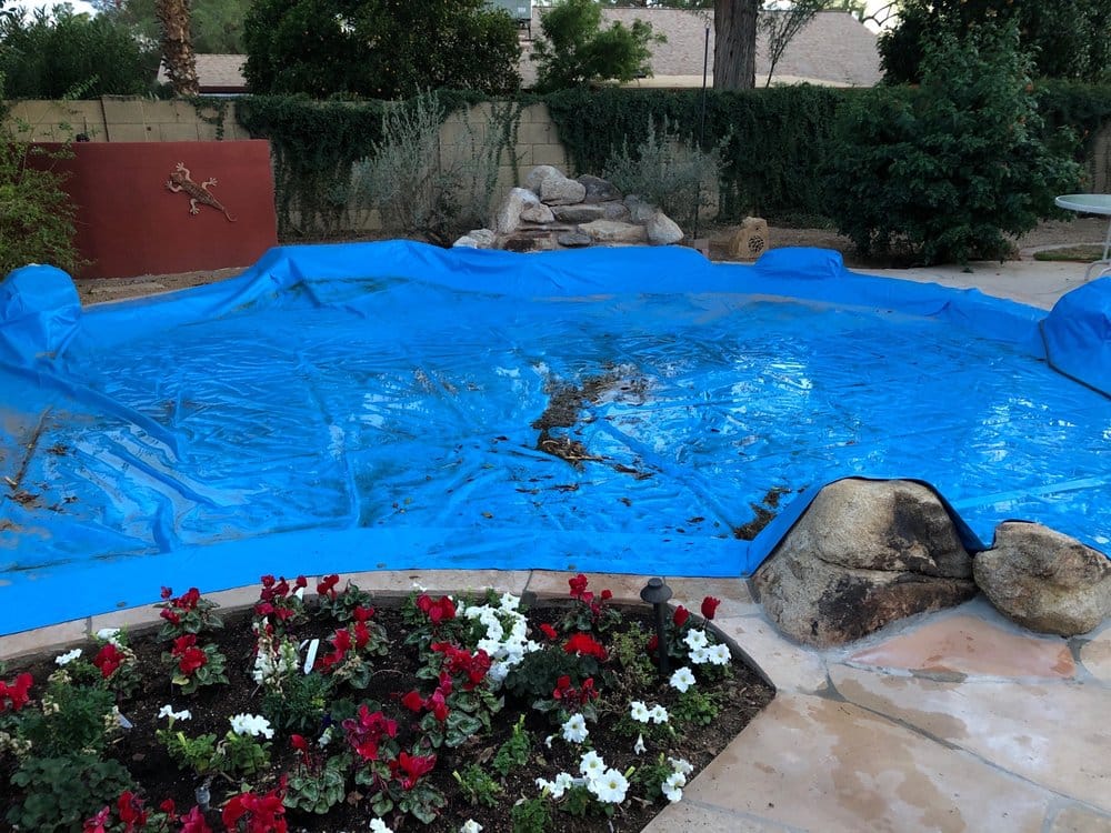 PowerLock safety cover sealing an Arizona pool ahead of monsoon season