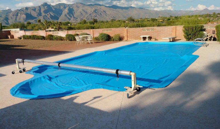 Blue Power Lock Pool Cover With Roller Phoenix AZ